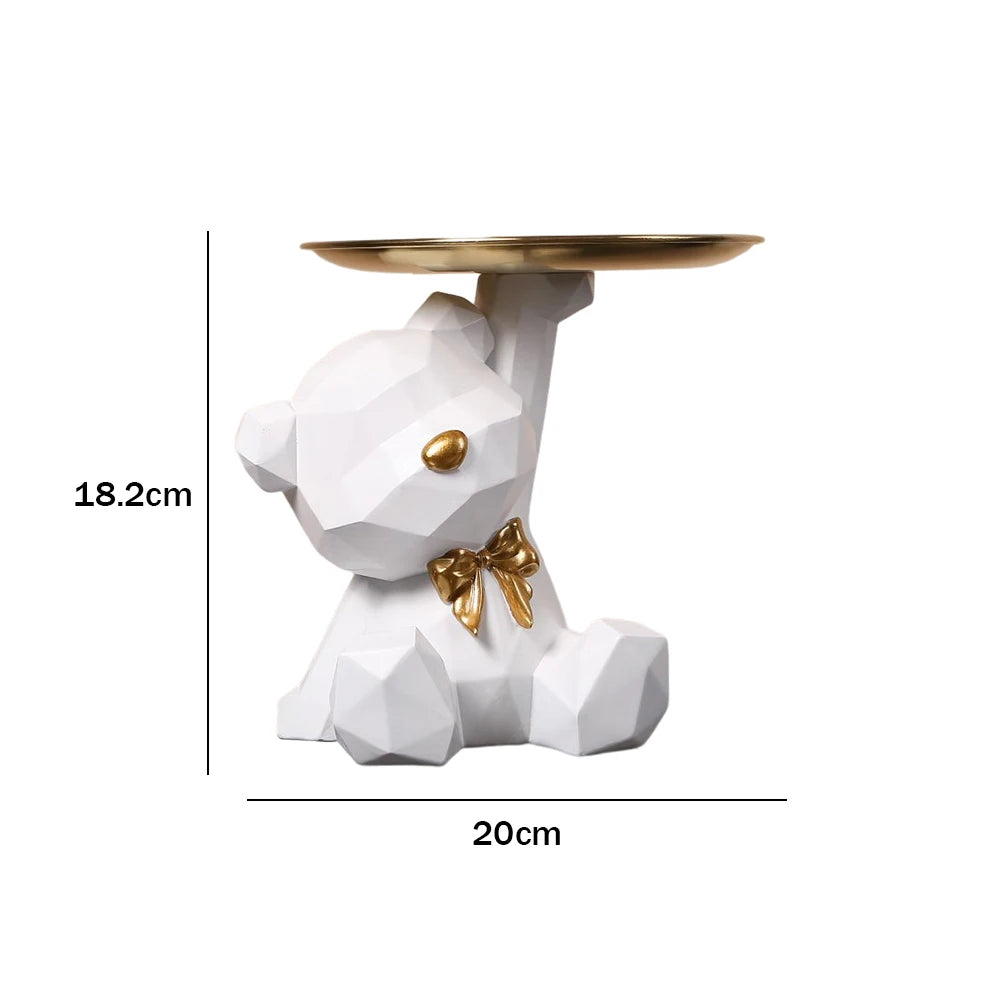 Bulldog Teddy “Cool Butler” Sculpture – Resin Dog Ornament with Storage Tray | Nordic Table Decor & Coin Piggy Bank