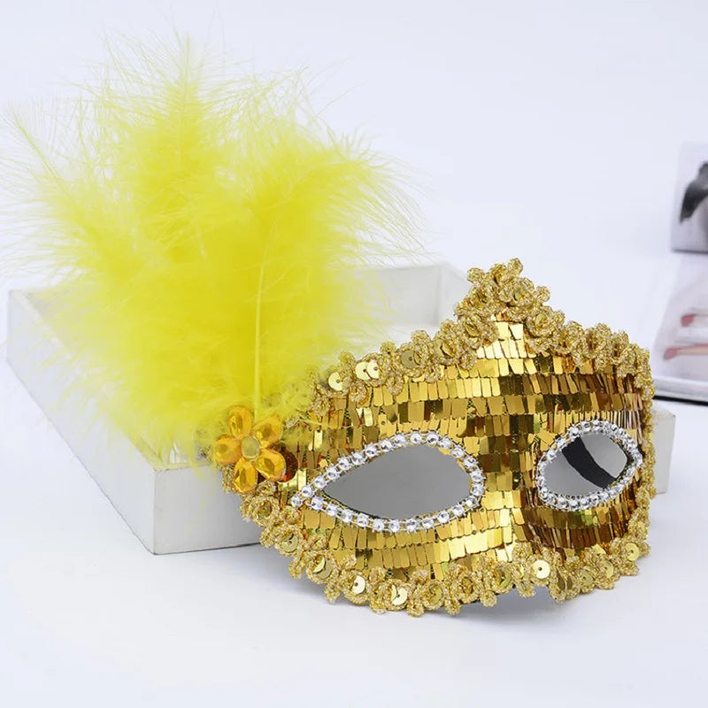 Sexy Venice Cosplay Mask – Erotic Masquerade Princess Eye Mask with Feathers & Luxury Floral Details