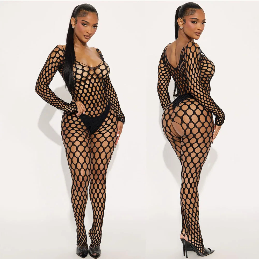 Erotic Fishnet Bodysuit Lingerie Set for Nights