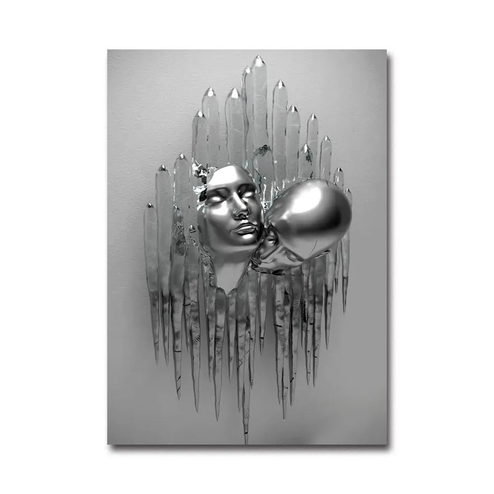 Futuristic Desire – Abstract Metal Robot Canvas