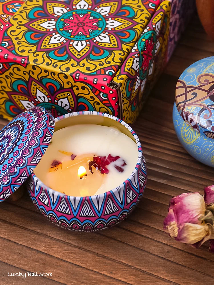 4pcs Aromatherapy Soy Candle Set – Long-Lasting Smokeless Jar Candles with Crystals & Dried Flowers for Romantic Home Décor & Gifts