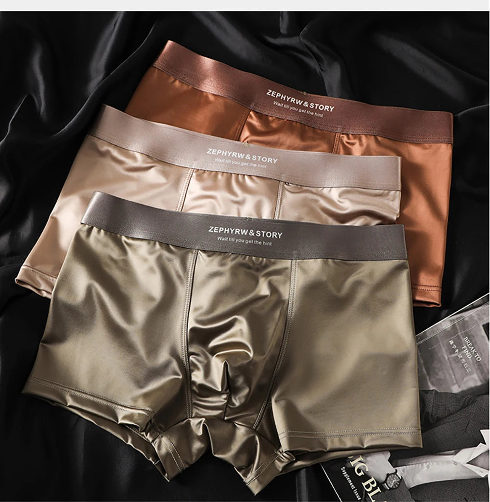 Smooth & Sexy – Luxury Ice Silk Boxer Shorts for Men