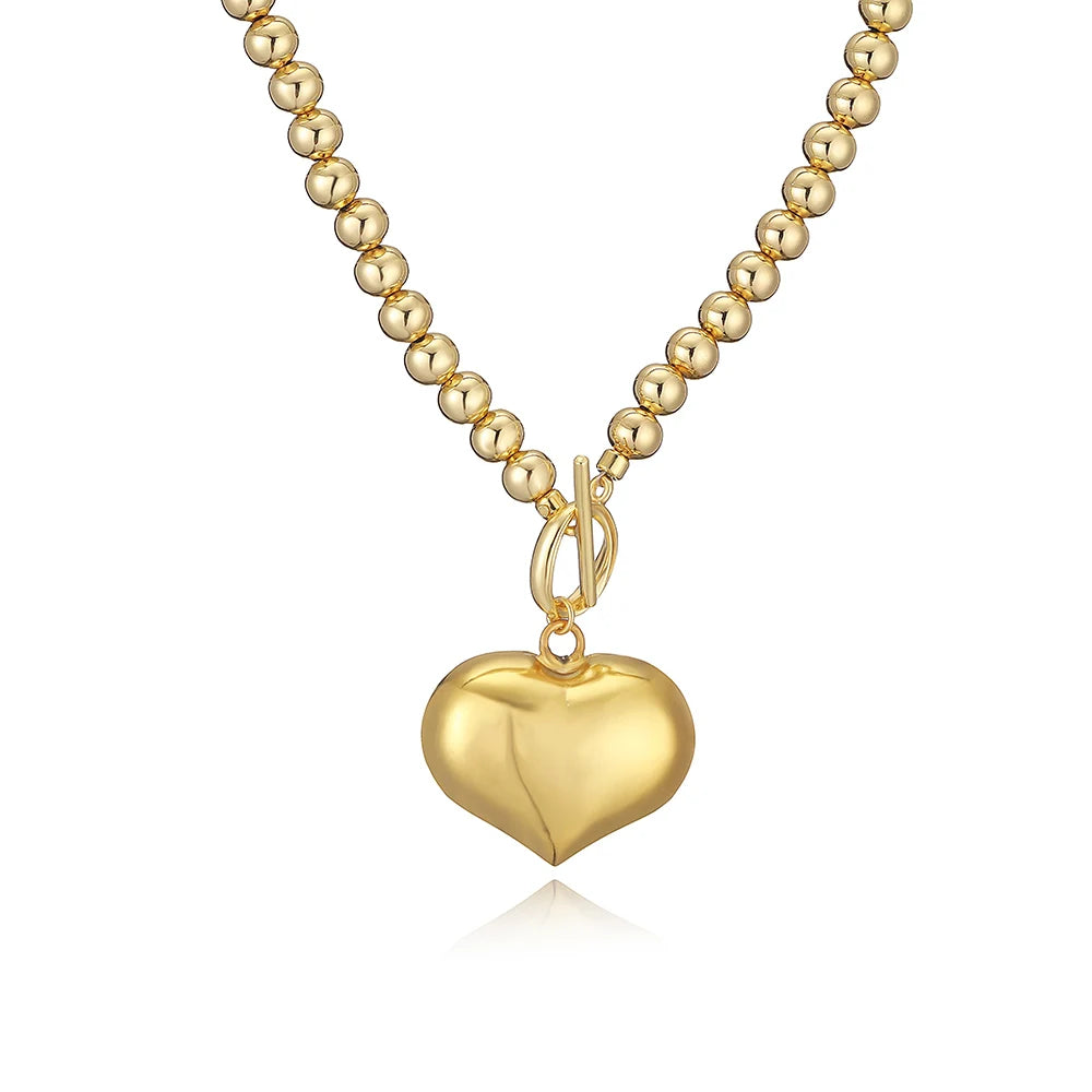 Eternal Glow Glossy Peach Heart Necklace of Romance and Elegance