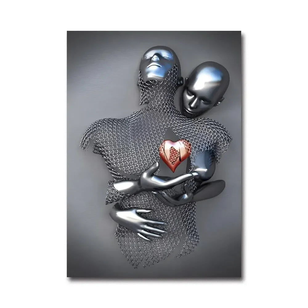 Futuristic Desire – Abstract Metal Robot Canvas