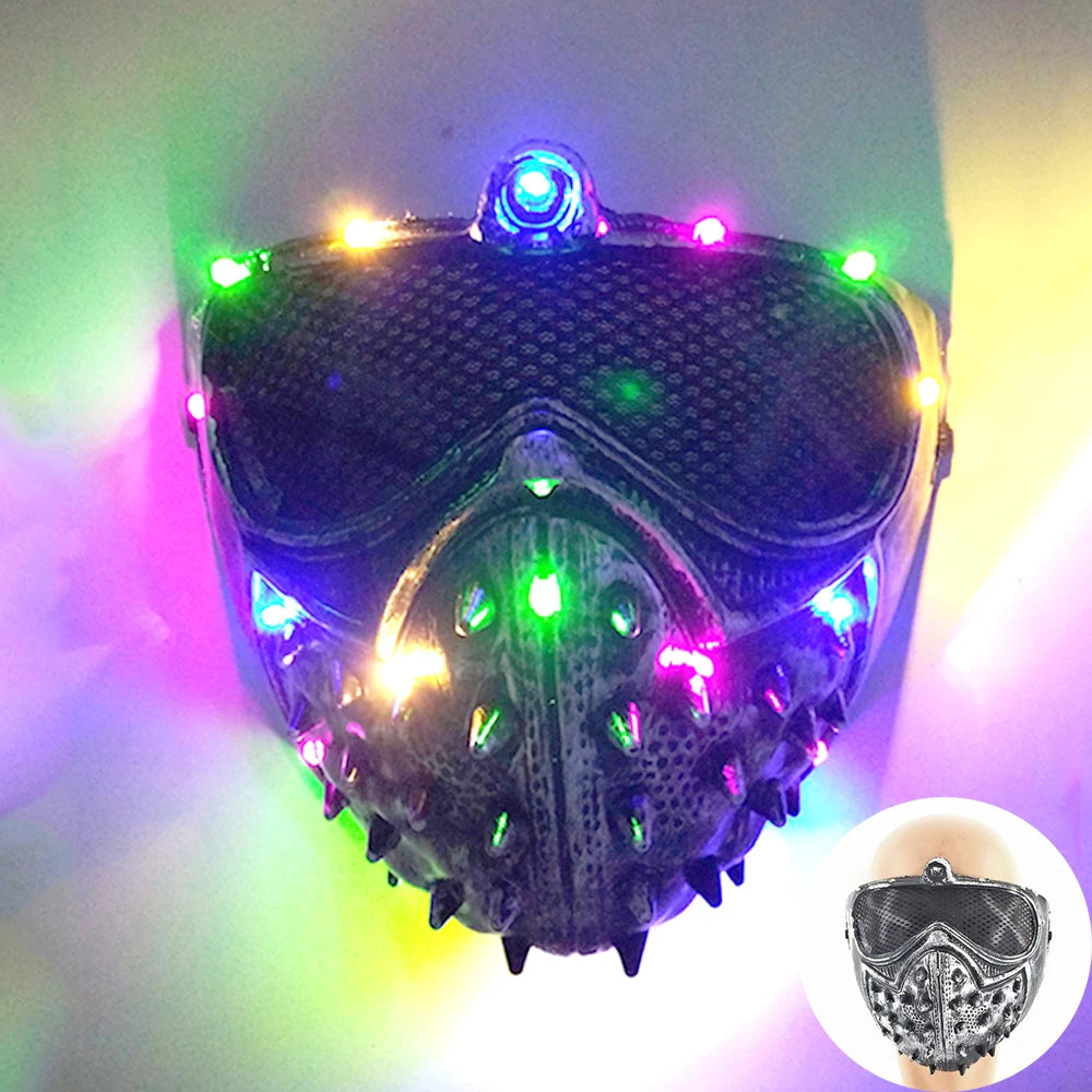 Glow-in-the-Dark Halloween Mask – Neon Luminous Half-Face Masque for Cosplay & Costume Parties