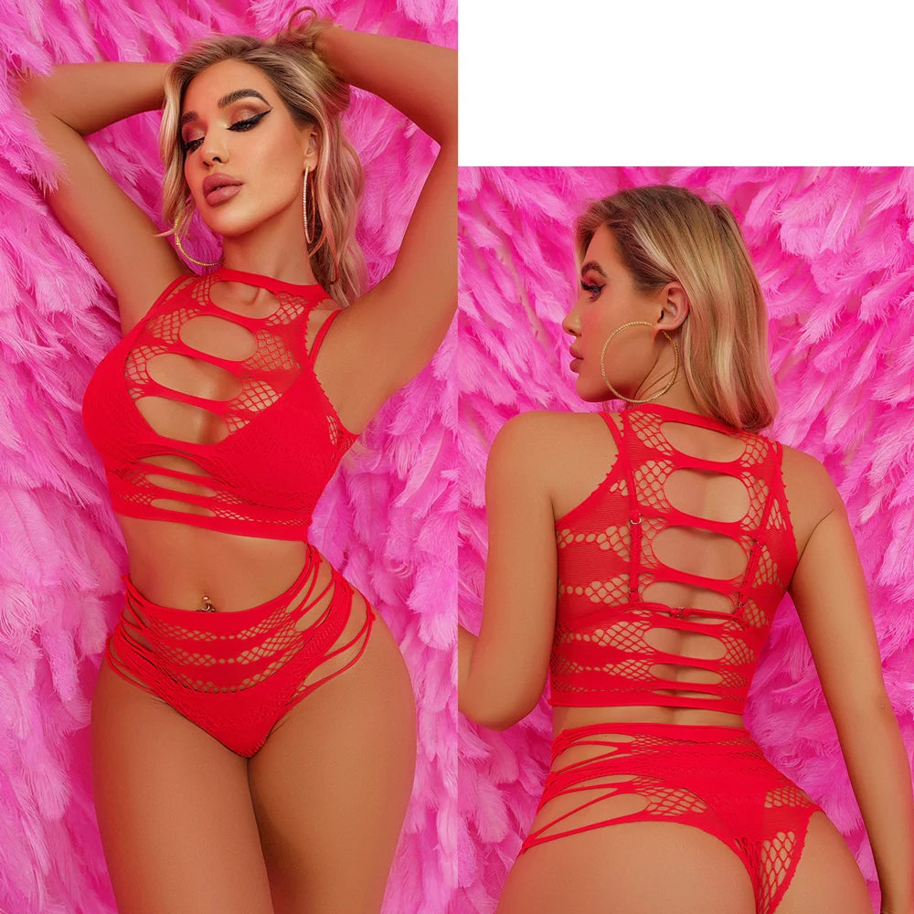 Erotic Fishnet Bodysuit Lingerie – Hot Transparent One-Piece Jumpsuit for Women, Sensual Exotic Underwear Costume