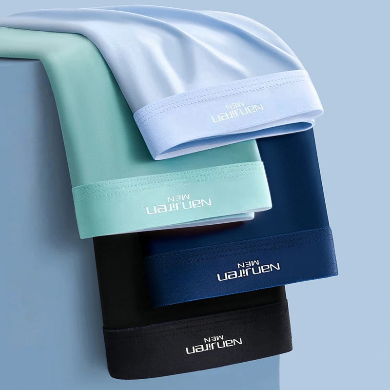 Stay Cool & Sexy – 4PCS Men’s Ice Silk Boxers