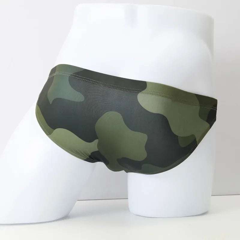 Men’s Camouflage Seamless Briefs – Ultra-Thin, Low-Waist, Breathable Sexy Pouch Underwear