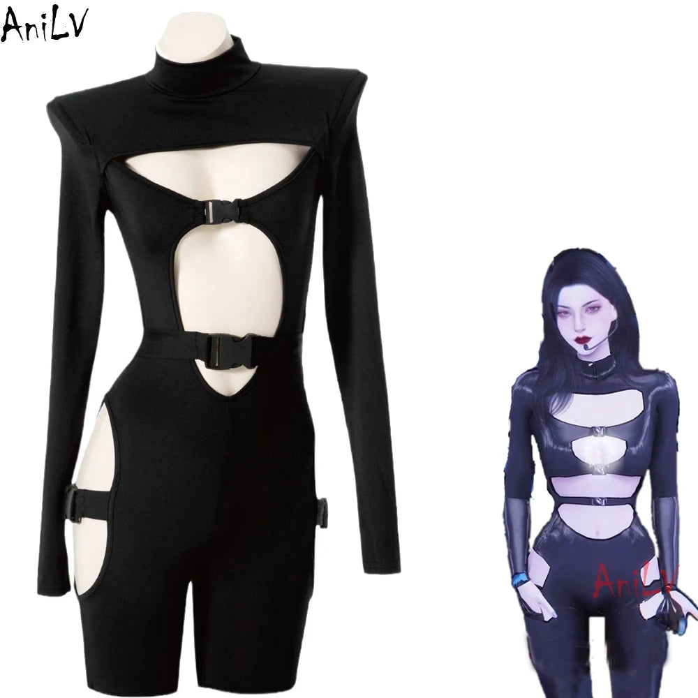 Assassin Agent Cosplay Jumpsuit – Sexy Combat Bodysuit for Festivals & Dance