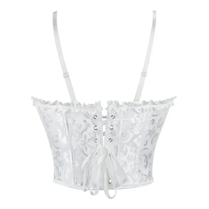 Sexy Lace-Up Overbust Corset Crop Top – Slimming Bustier Body Shaper Vest for Women, Short Torso Design (Black, White, Red)