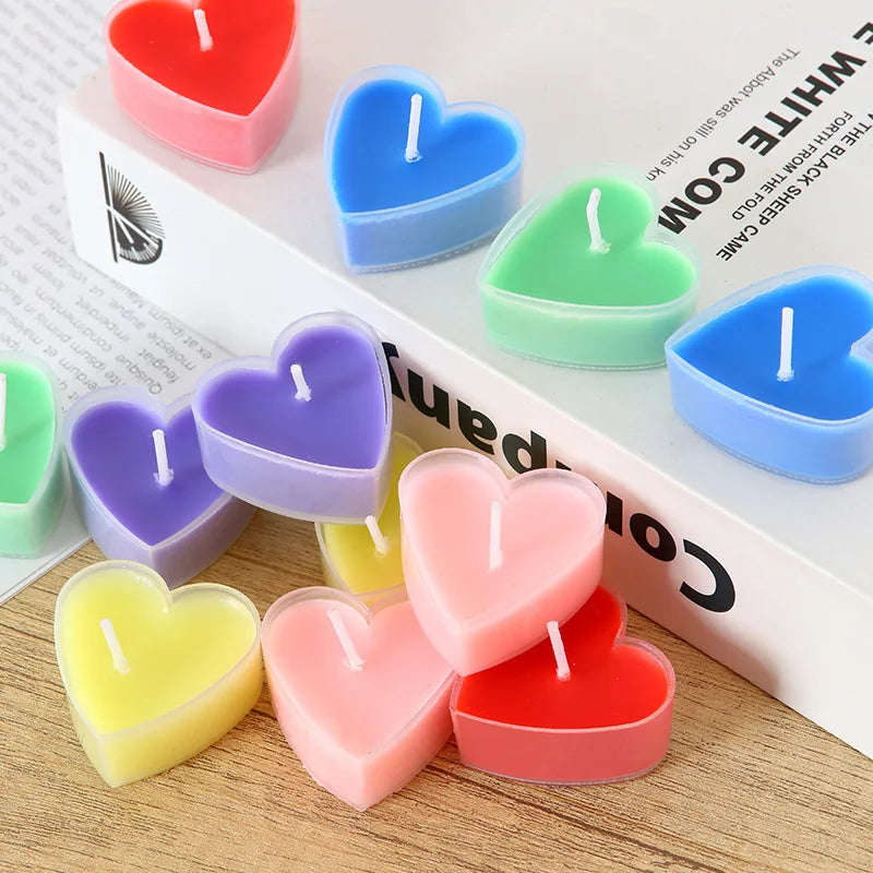 9Pcs Cute Heart Candles- Love in Flame – Heart-Shaped Smokeless Candle for Proposals & Special Moments