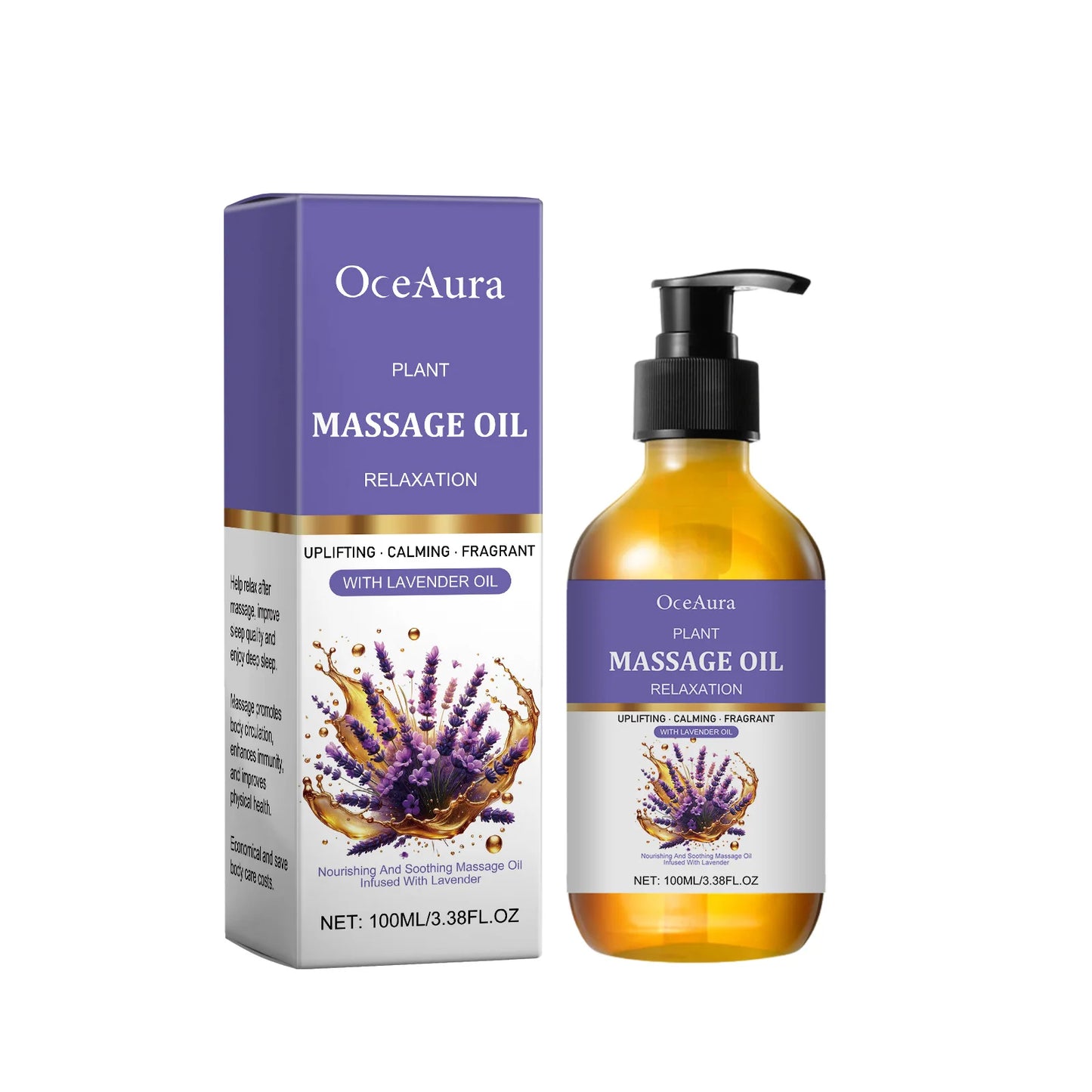 Lavender Relaxing Massage Oil – Moisturizing Body Oil for Stress Relief, Muscle Relaxation & Better Sleep | Aromatherapy Fragrance Oil