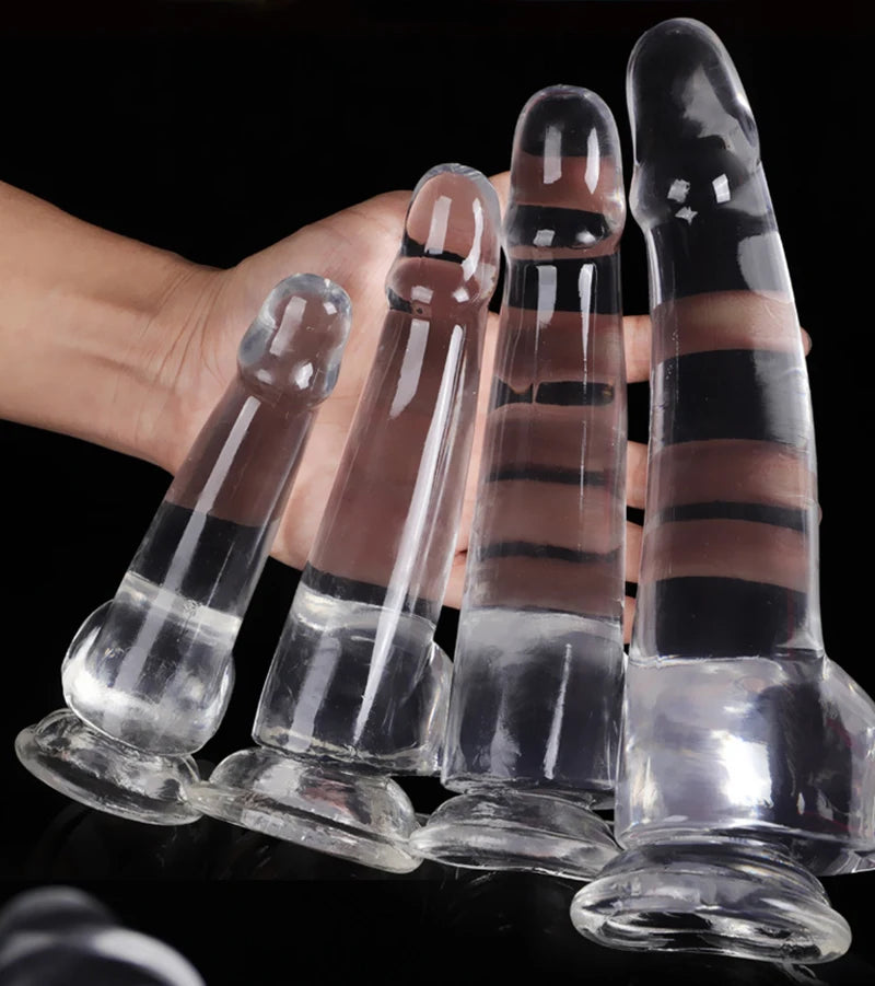 CrystalClimax Transparent Realistic Dildo – Suction, Strap-On Ready & 4 Sizes of Pure Pleasure