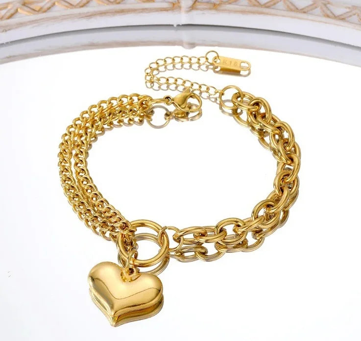 Bold Heart Stainless Steel Jewellery Set