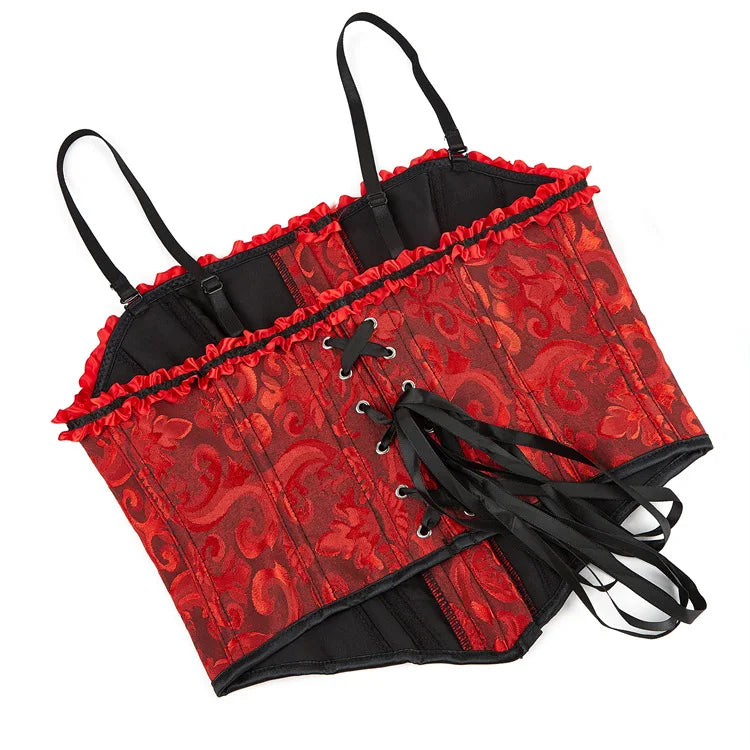 Sexy Lace-Up Overbust Corset Crop Top – Slimming Bustier Body Shaper Vest for Women, Short Torso Design (Black, White, Red)