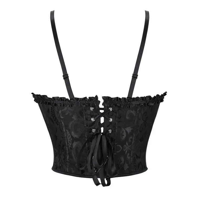 Sexy Lace-Up Overbust Corset Crop Top – Slimming Bustier Body Shaper Vest for Women, Short Torso Design (Black, White, Red)