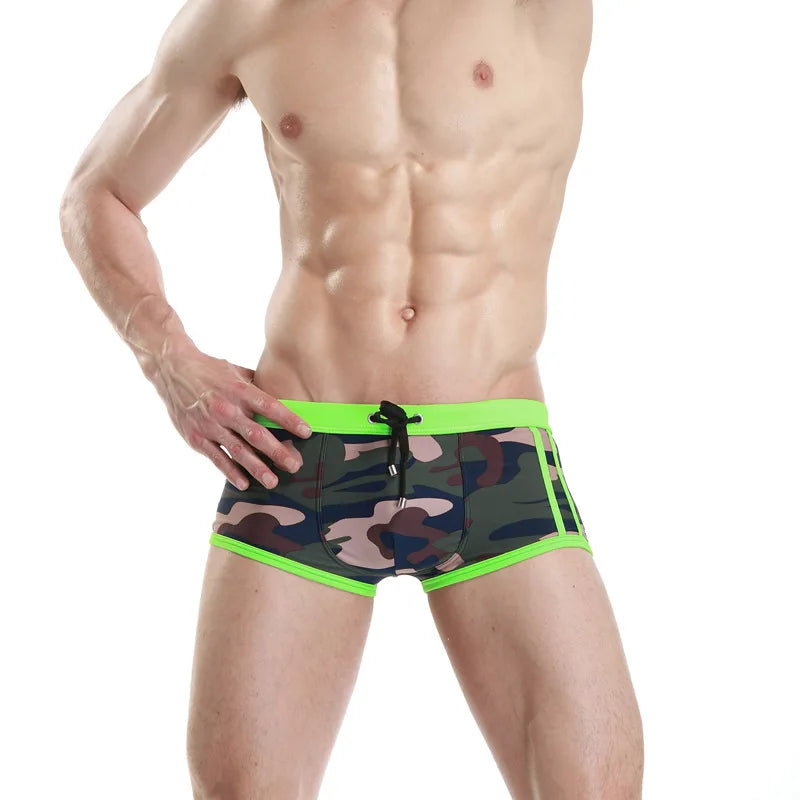 Sporty & Sexy – Low Waist Camouflage Swimwear for Men
