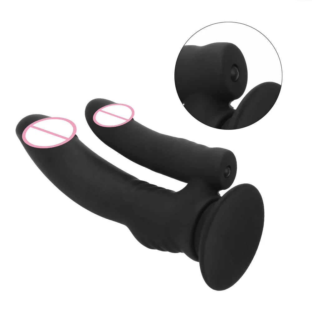Silicone Dual-Ended Vibrator – G-Spot & Clitoral Stimulator with Anal Plug Design – Waterproof Double Dildo for Intense Female Pleasure