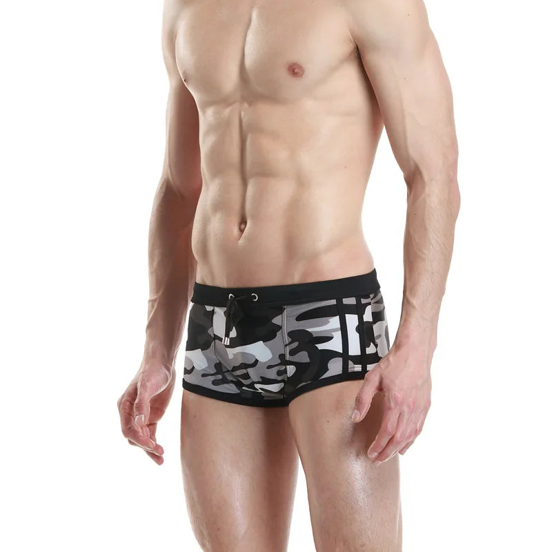 Sporty & Sexy – Low Waist Camouflage Swimwear for Men