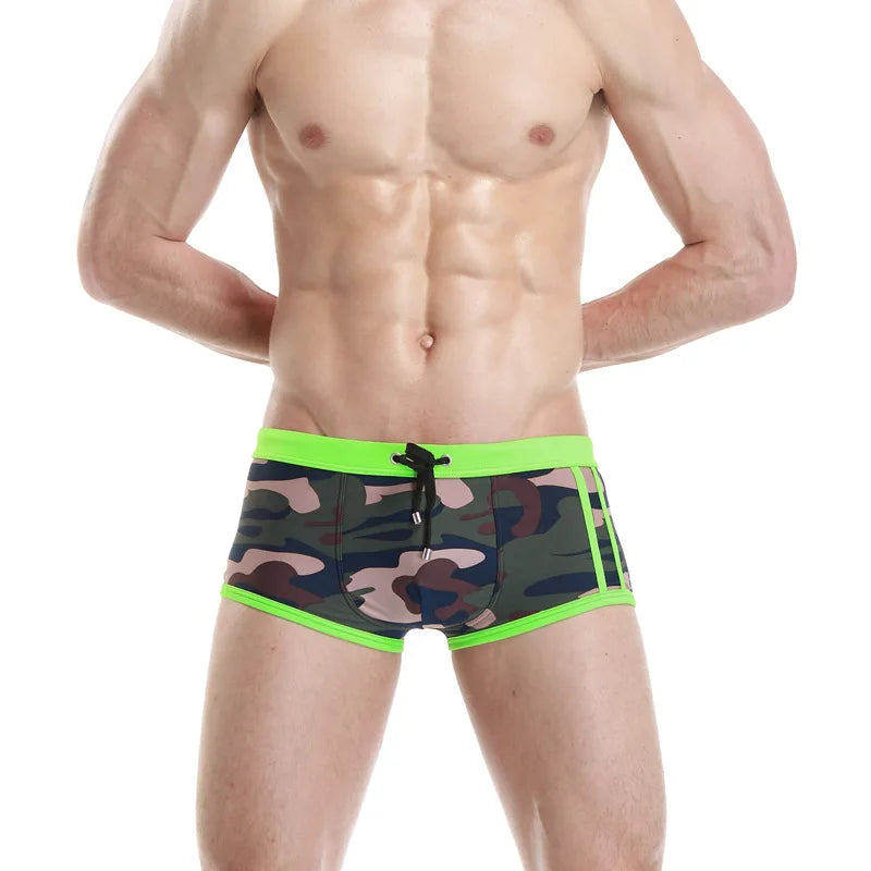 Sporty & Sexy – Low Waist Camouflage Swimwear for Men