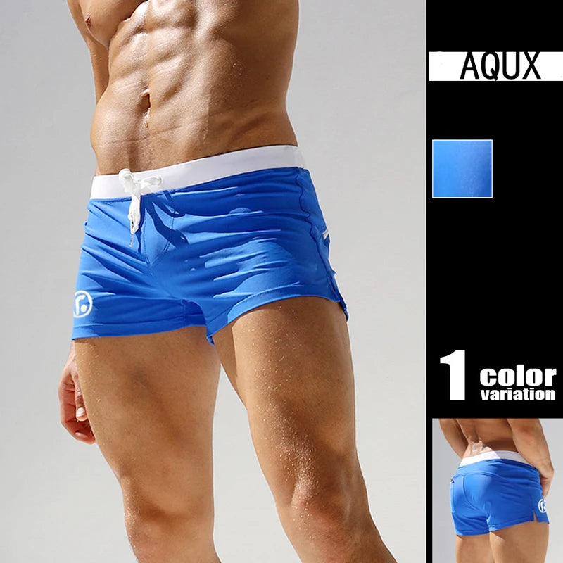 Men’s Low Waist Swim Trunks – Sexy, Stylish Surfing Shorts with Pockets