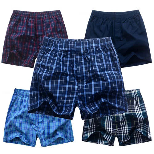Everyday Comfort – 5PCS Men’s Cotton Plaid Boxers