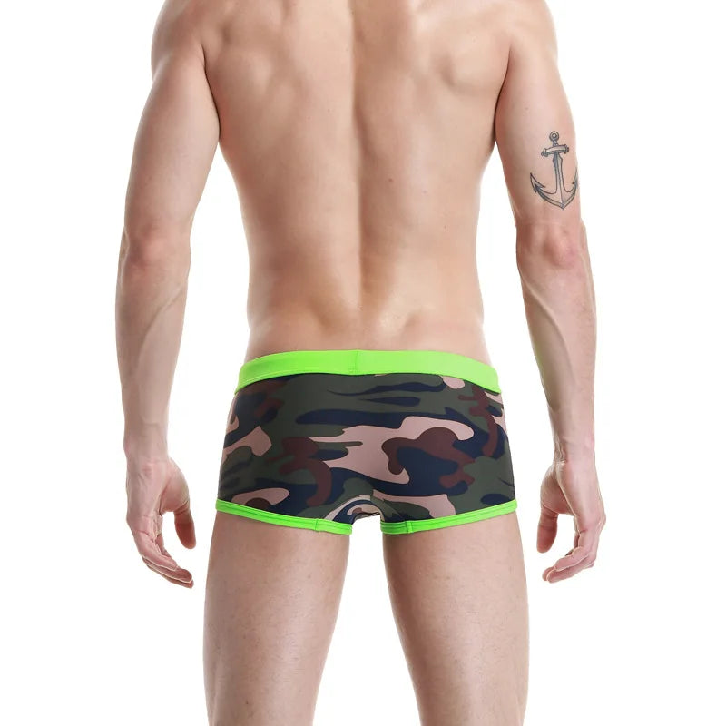 Sporty & Sexy – Low Waist Camouflage Swimwear for Men