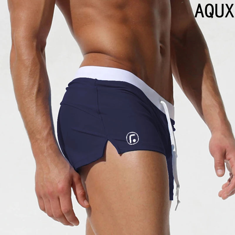 Men’s Low Waist Swim Trunks – Sexy, Stylish Surfing Shorts with Pockets