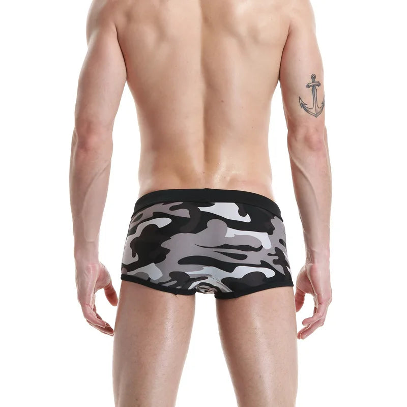 Sporty & Sexy – Low Waist Camouflage Swimwear for Men