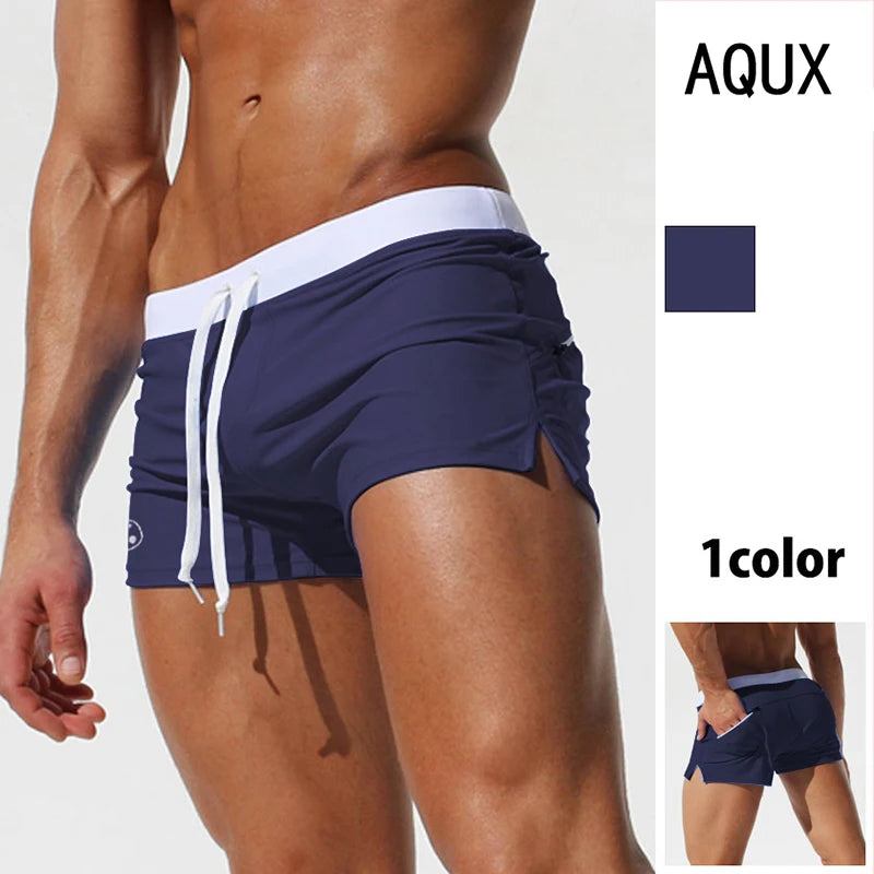 Men’s Low Waist Swim Trunks – Sexy, Stylish Surfing Shorts with Pockets