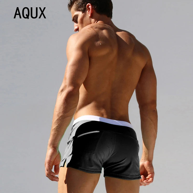 Men’s Low Waist Swim Trunks – Sexy, Stylish Surfing Shorts with Pockets