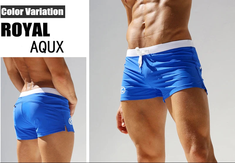 Men’s Low Waist Swim Trunks – Sexy, Stylish Surfing Shorts with Pockets