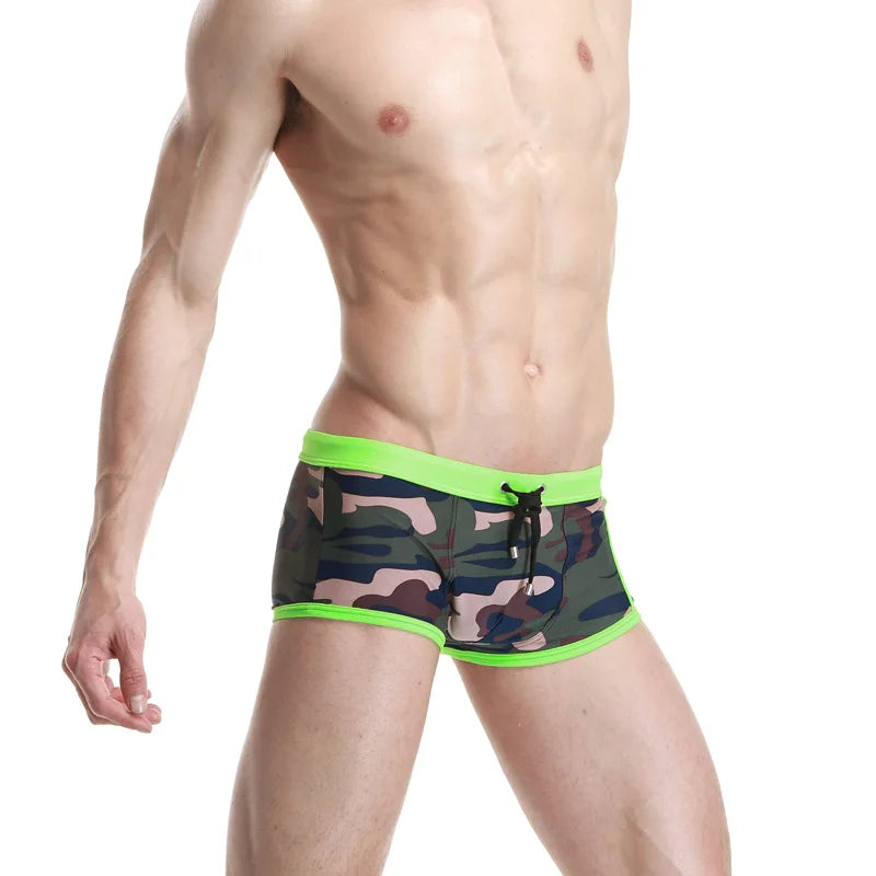 Sporty & Sexy – Low Waist Camouflage Swimwear for Men