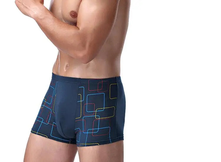 Men’s Bamboo Fiber Boxer Shorts – Breathable Modal Underwear, Striped Plus Size L–5XL