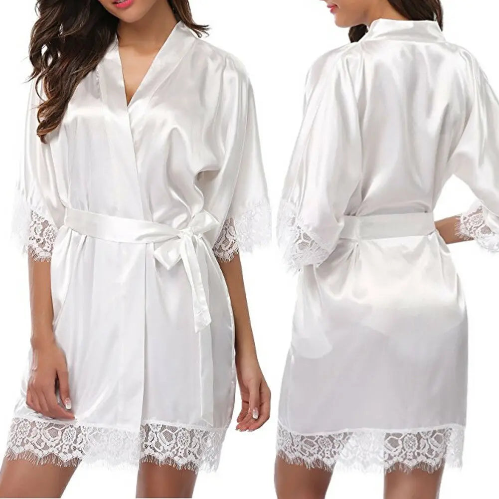 Elegant Satin Nightgown & Robe Set for Women – Lingerie Sleepwear with Half Sleeves – Hot Sale