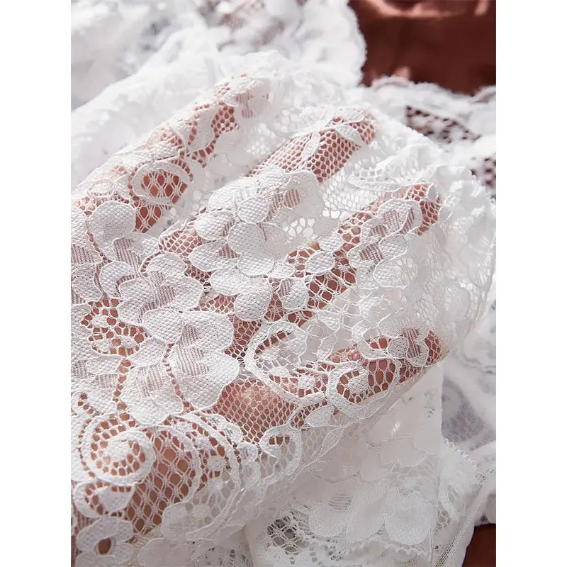 Ultra-Sexy Sheer Tulle Lingerie Set – V-Neck Bra, Open Sleep Skirt & Sheer Pants