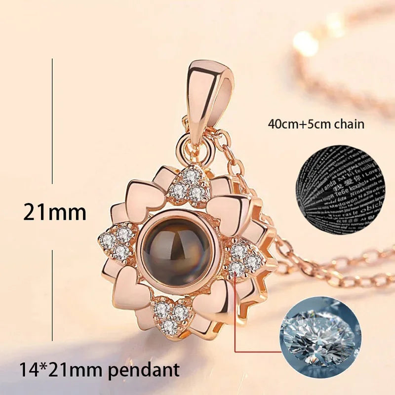 “I Love You in 100 Languages” Heart Pendant Necklace