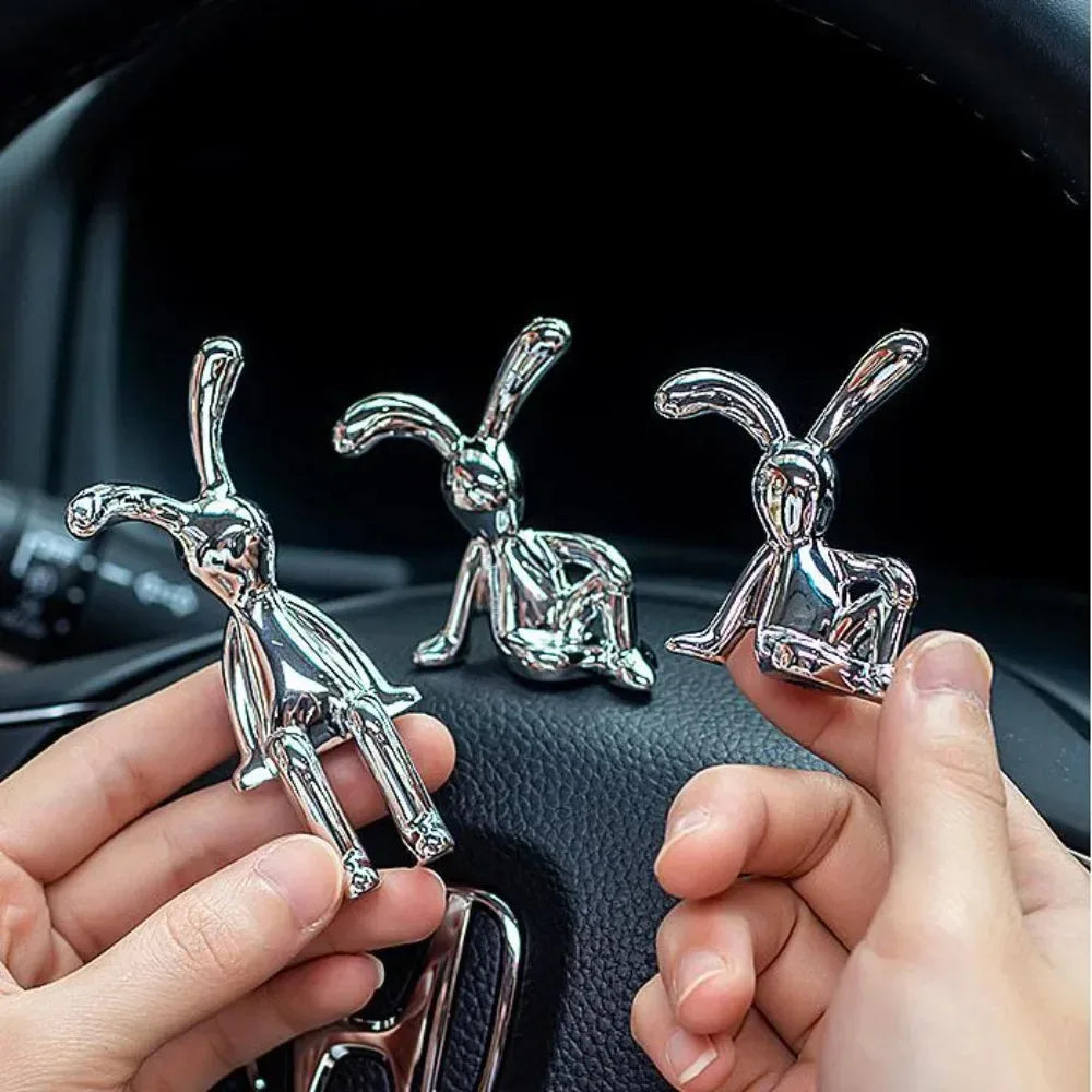 Long-Eared 3D Rabbit Figurine – Creative & Fun DIY Ornament for Home, Car, and Desk Decor