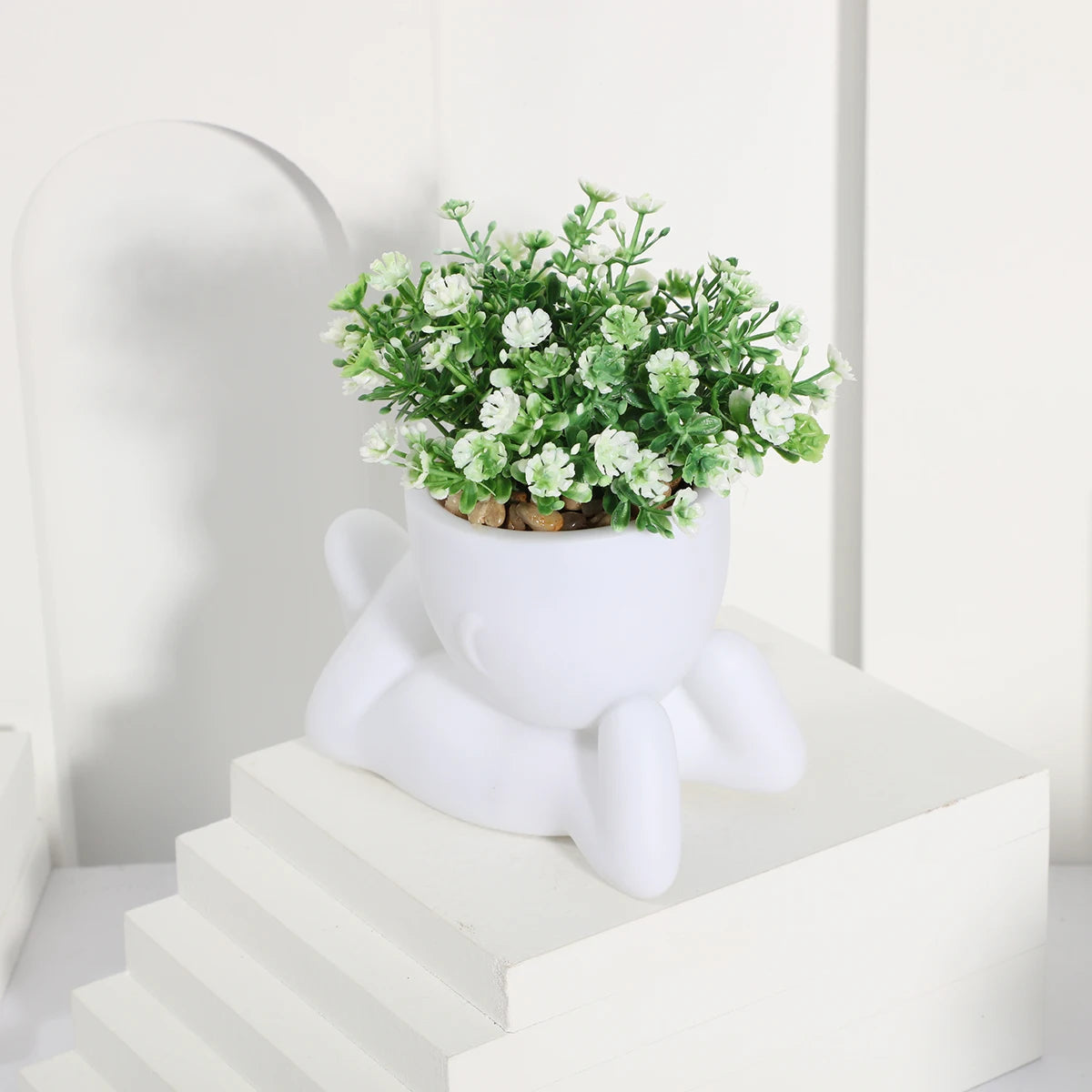 Adorable Eucalyptus Plant in Black & White Character Pot Sexy Boy Girl Pose Mini Planter for Home Decor Present Gift