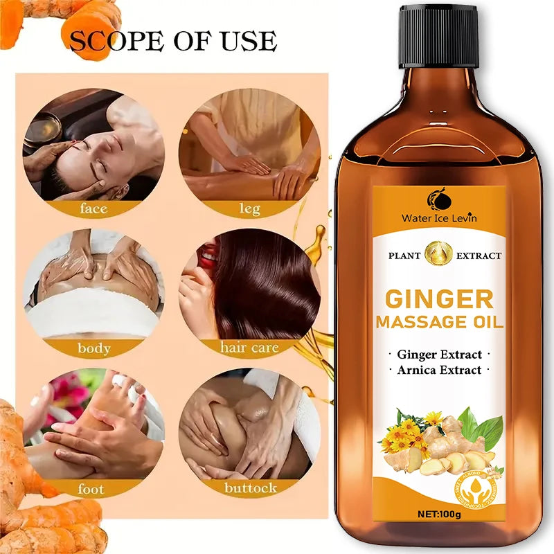 Cold-Pressed Ginger & Turmeric Body Oil – Nourishing Massage & Moisturizing Skin Care with Sweet Almond Oil for All Skin Types