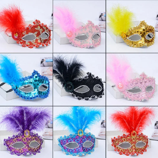 Sexy Venice Cosplay Mask – Erotic Masquerade Princess Eye Mask with Feathers & Luxury Floral Details