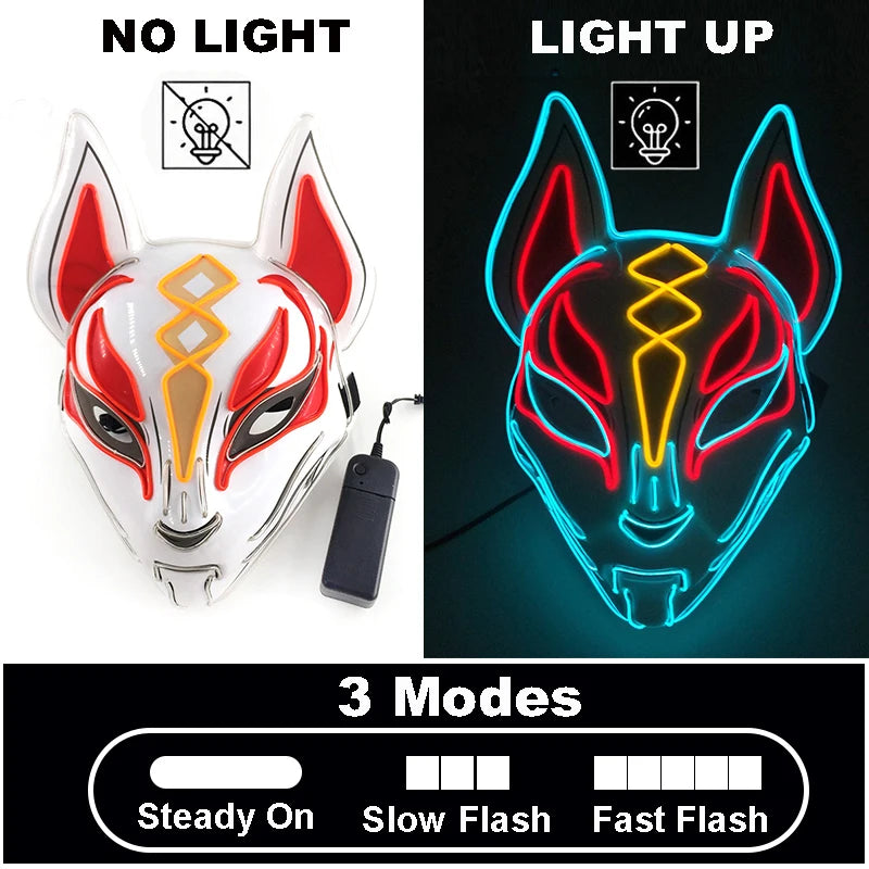 Glow-in-the-Dark Halloween Mask – Neon Luminous Half-Face Masque for Cosplay & Costume Parties