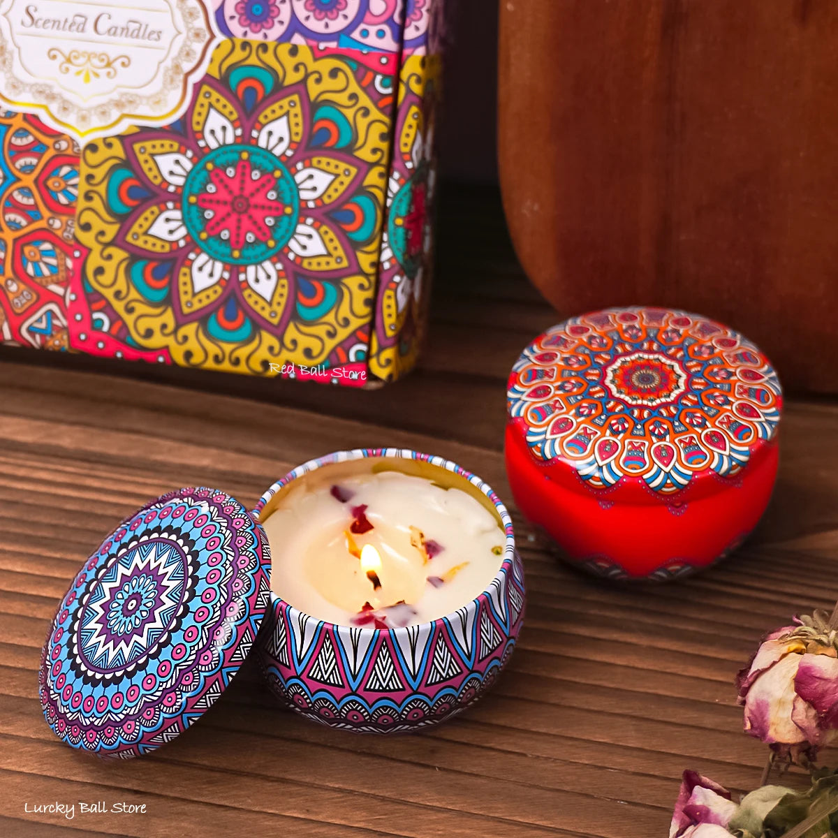 4pcs Aromatherapy Soy Candle Set – Long-Lasting Smokeless Jar Candles with Crystals & Dried Flowers for Romantic Home Décor & Gifts