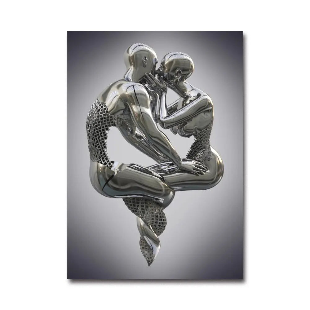 Futuristic Desire – Abstract Metal Robot Canvas