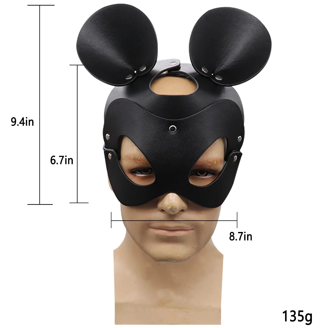 Punk Bunny Mask – Spiked Leather Cat & Mouse Headgear for Cosplay, Masquerades & Halloween
