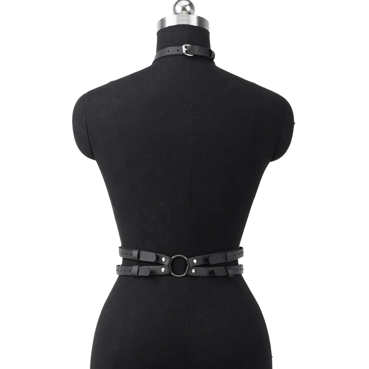 Women's Fashionable Gothic PU Leather Waist Belt with Neck Connection Y2K Style Accessory for Valentine's Day