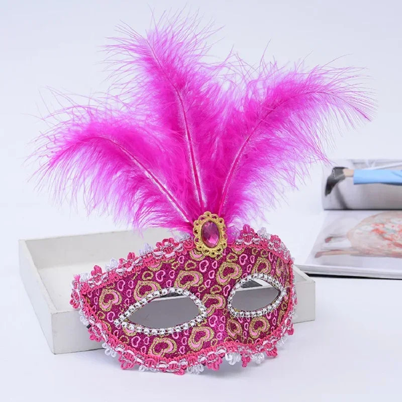 Sexy Venice Cosplay Mask – Erotic Masquerade Princess Eye Mask with Feathers & Luxury Floral Details