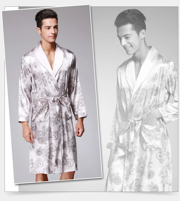 Luxury Comfort – Dragon Print Satin Pijamas for Men