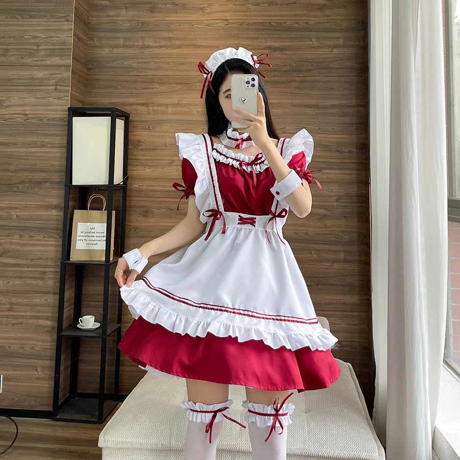 Cute Lolita Maid Costume – Cafe Waitress Cosplay Dress for Women & Girls Roleplay Outfit in Colours