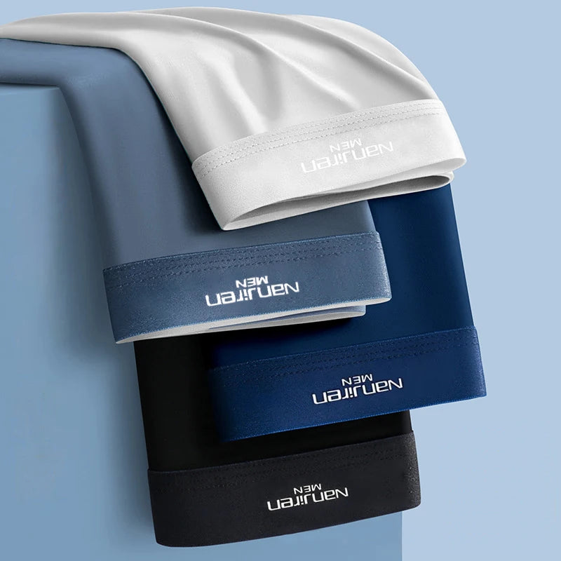 Stay Cool & Sexy – 4PCS Men’s Ice Silk Boxers